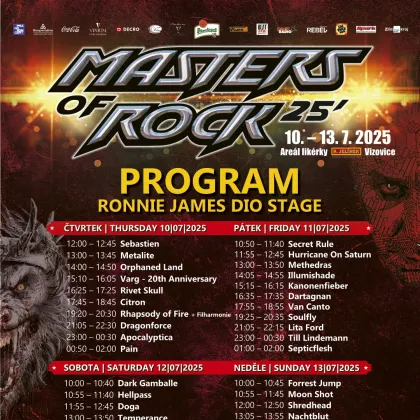 Program festivalu MASTERS OF ROCK 2025 je tady!